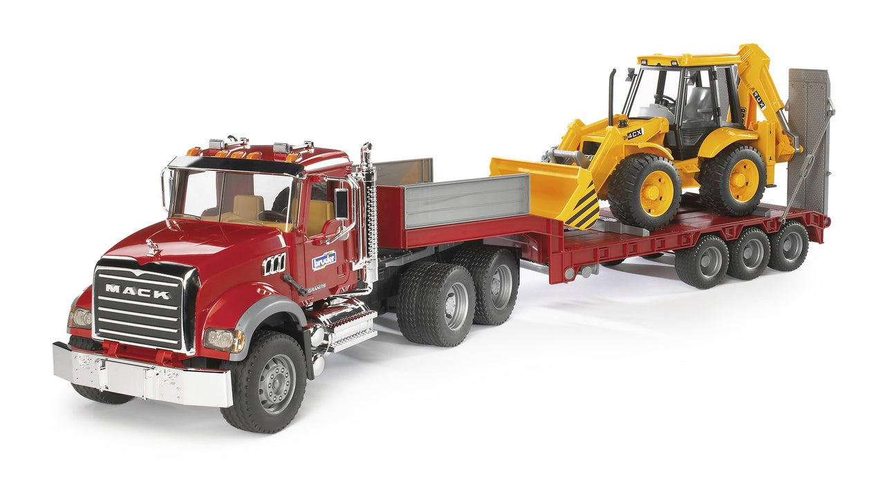 BRUDER MACK Granite Low Loader & JCB 4CX Backhoe Loader 1:16