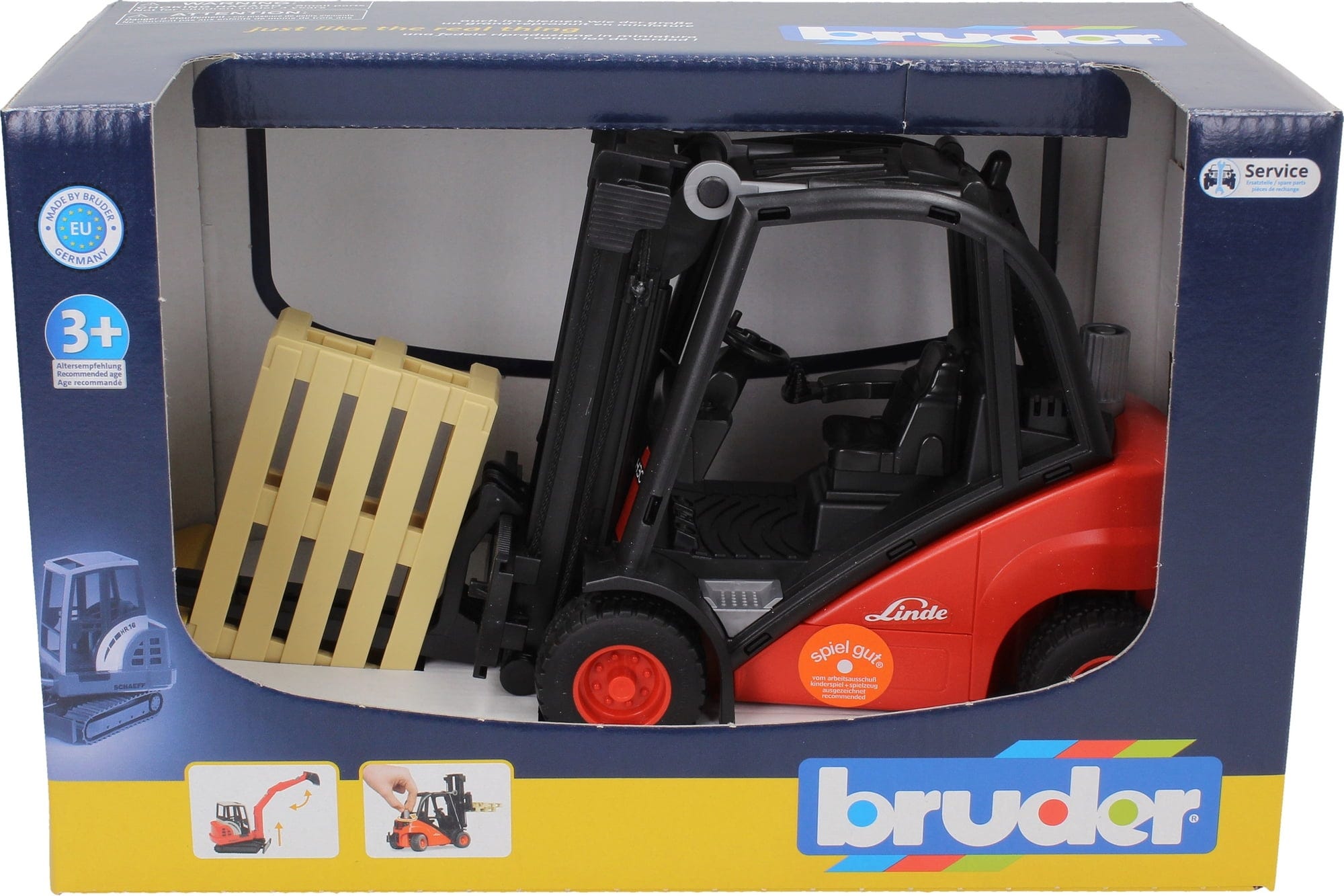 BRUDER Linde H30D Forklift with 2 Pallets 1:16