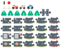 All 32 pieces of the Hi Pando City Road Set laid out