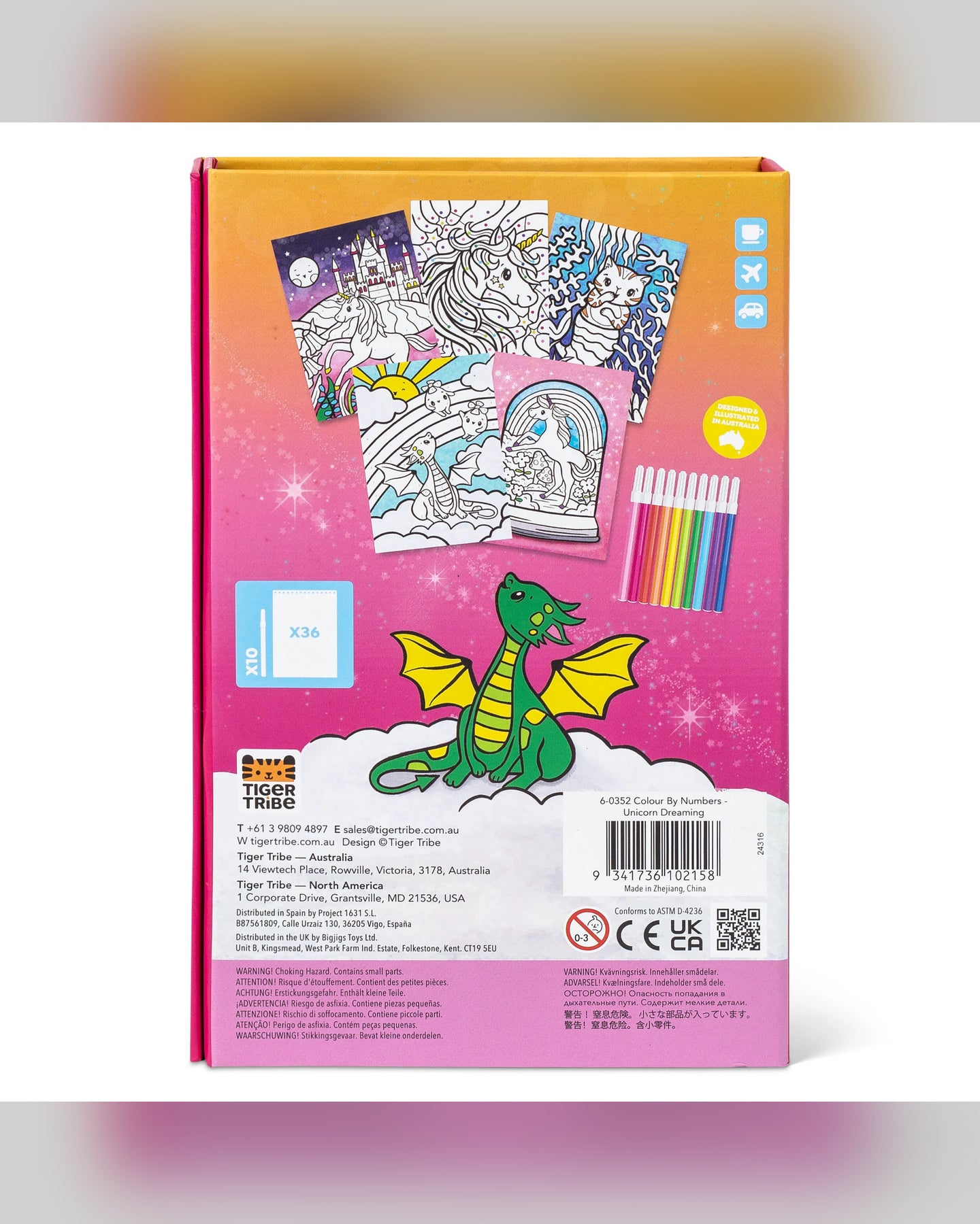 Tiger Tribe Unicorn Dreaming Colour by Numbers Set-1