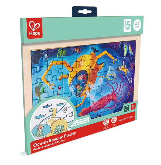 Hape Double Sided Colour Puzzle 48pc Ocean Rescue