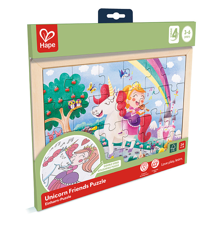hape-double-sided-colour-puzzle-24pc-unicorn-and-friends
