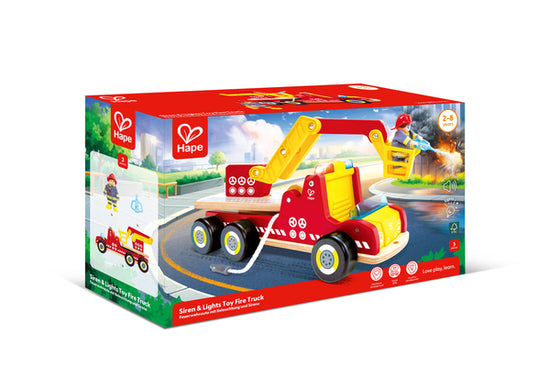Hape Siren & Lights Toy Fire Truck