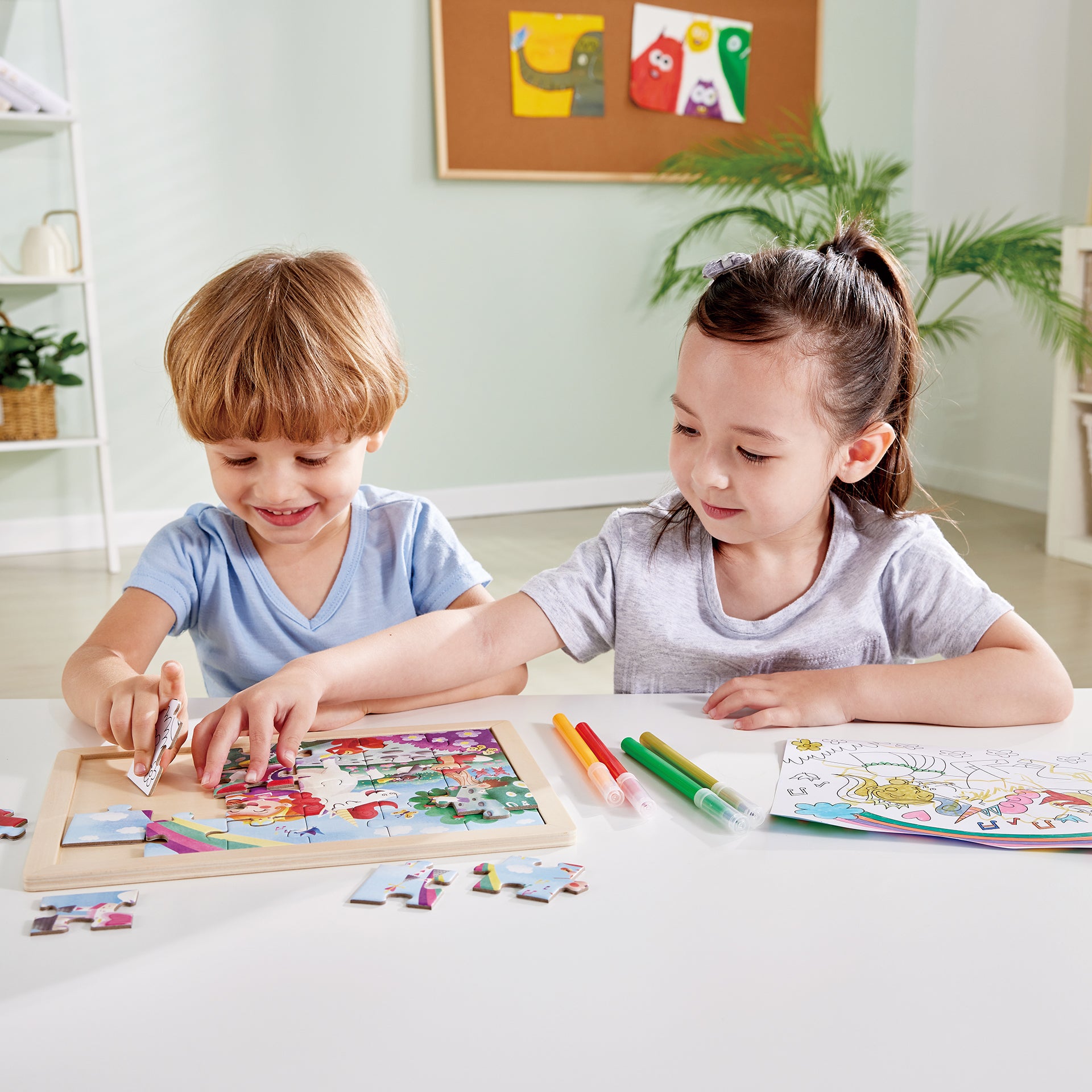 hape-double-sided-colour-puzzle-24pc-unicorn-and-friends