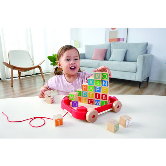 Hape Pull-along Cart w Stacking Blocks