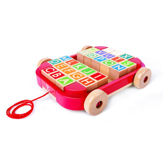 Hape Pull-along Cart w Stacking Blocks
