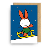 Miffy Christmas Sledge card with Miffy in a snowy scene