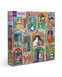 eeBoo 1000pc Puzzle: Cats in Windows