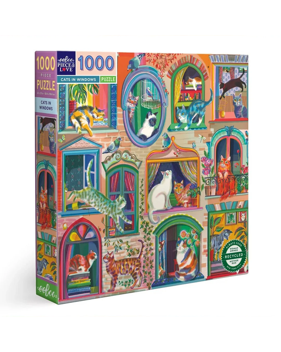 eeBoo Cats in Windows 1000-Piece Jigsaw Puzzle
