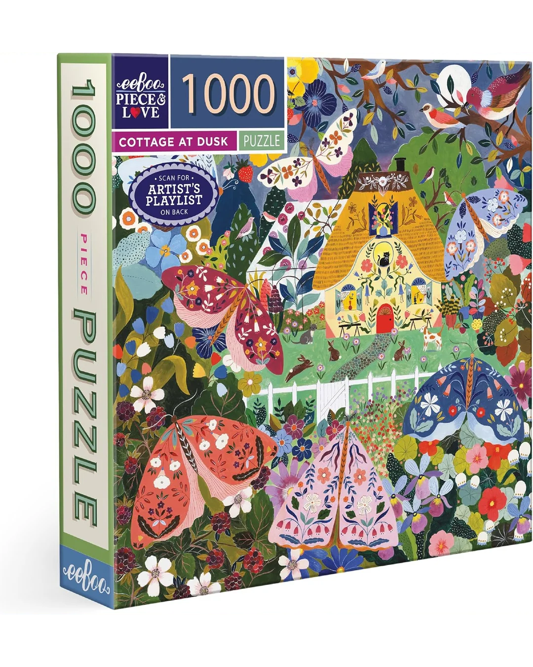 eeBoo 1000pc Puzzle Cottage at Dusk Square Adult Jigsaws
