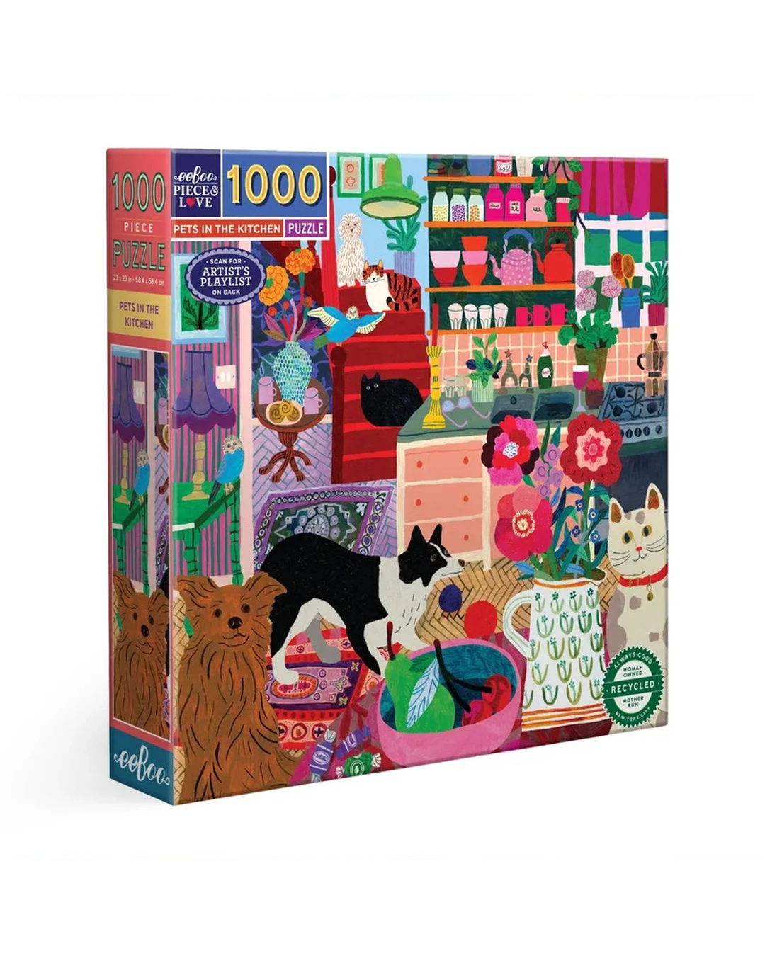 eeBoo 1000pc Puzzle Pets in the Kitchen Square