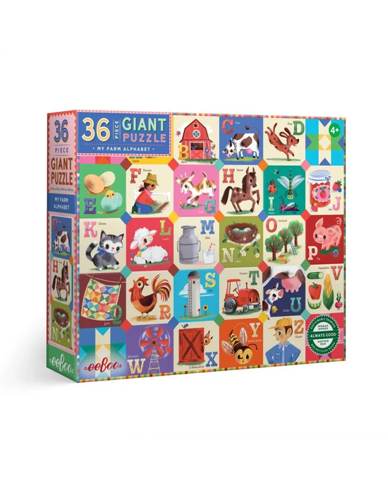 eeBoo My Farm Alphabet 36-Piece Giant Puzzle