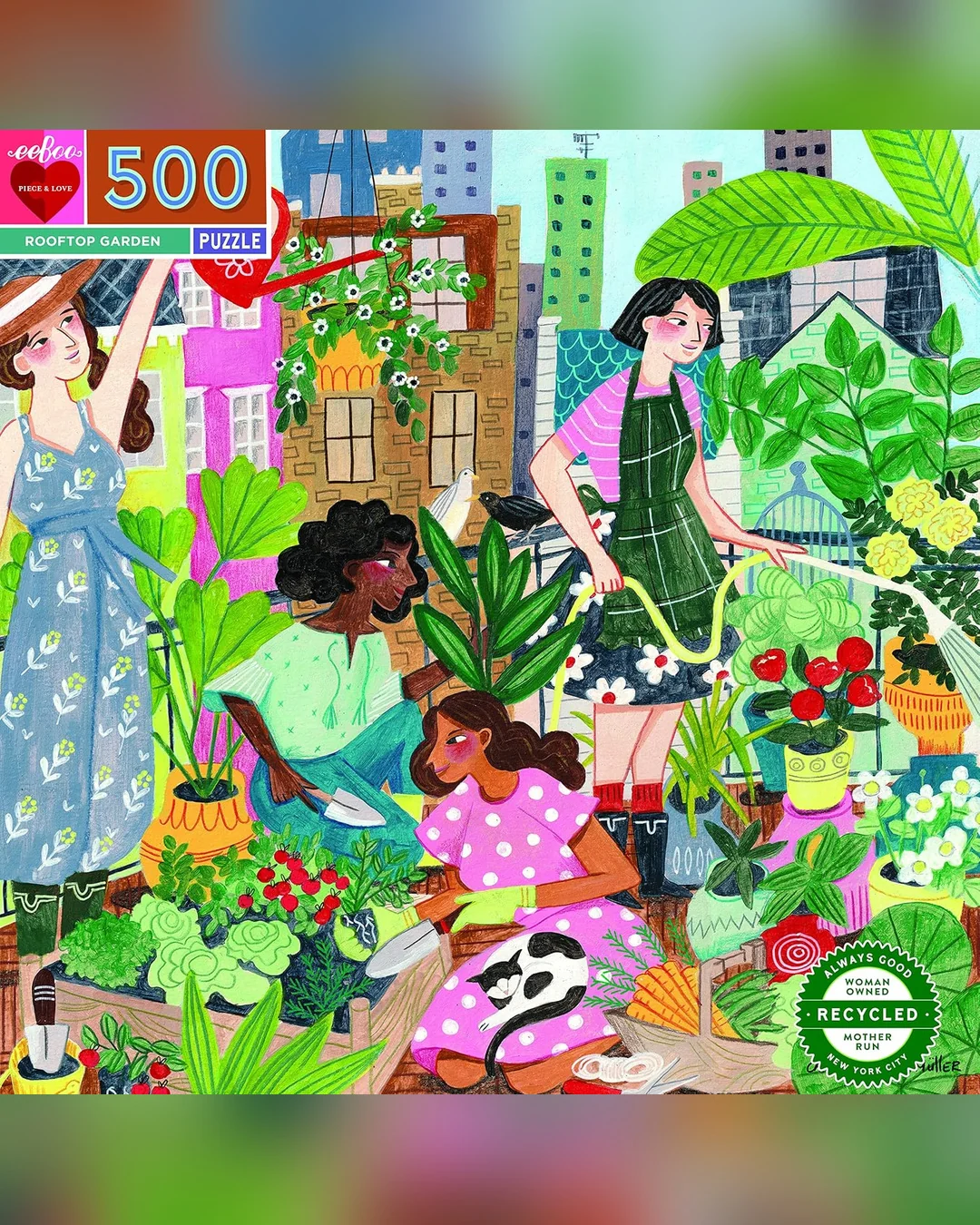 eeBoo Rooftop Garden Square 500-Piece Jigsaw Puzzle adult jigsaw puzzle