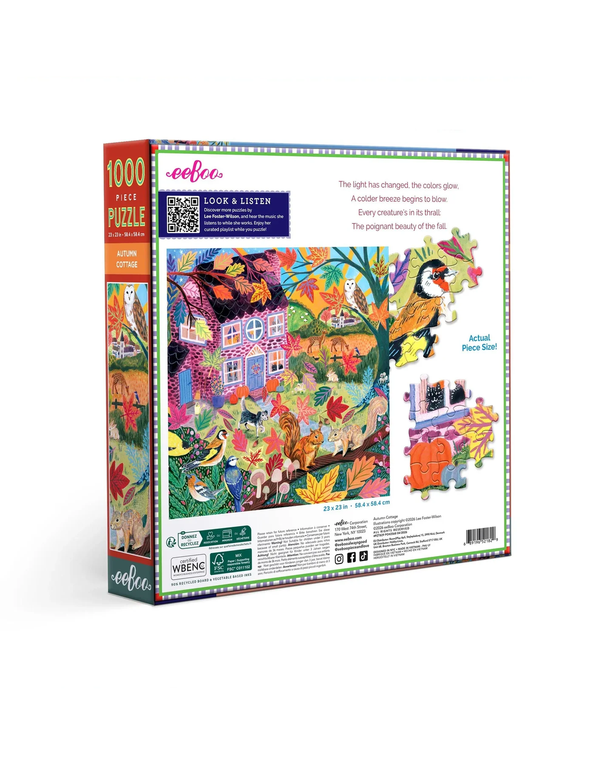 eeBoo Autumn Cottage 1000-Piece Jigsaw Puzzle Adult Jigsaws