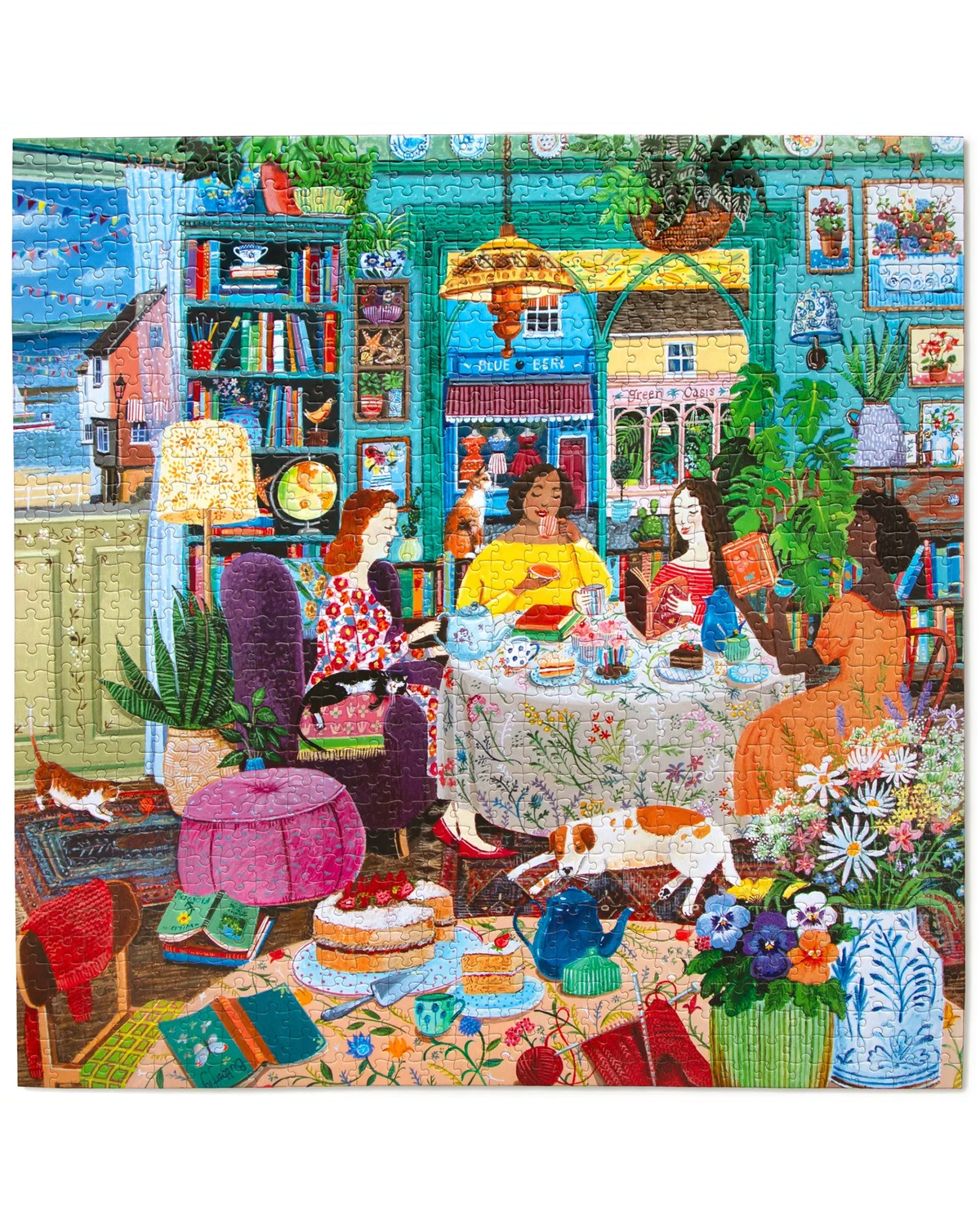 eeBoo Books & Tea By The Sea 1000-Piece Jigsaw Puzzle Adult Jigsaws