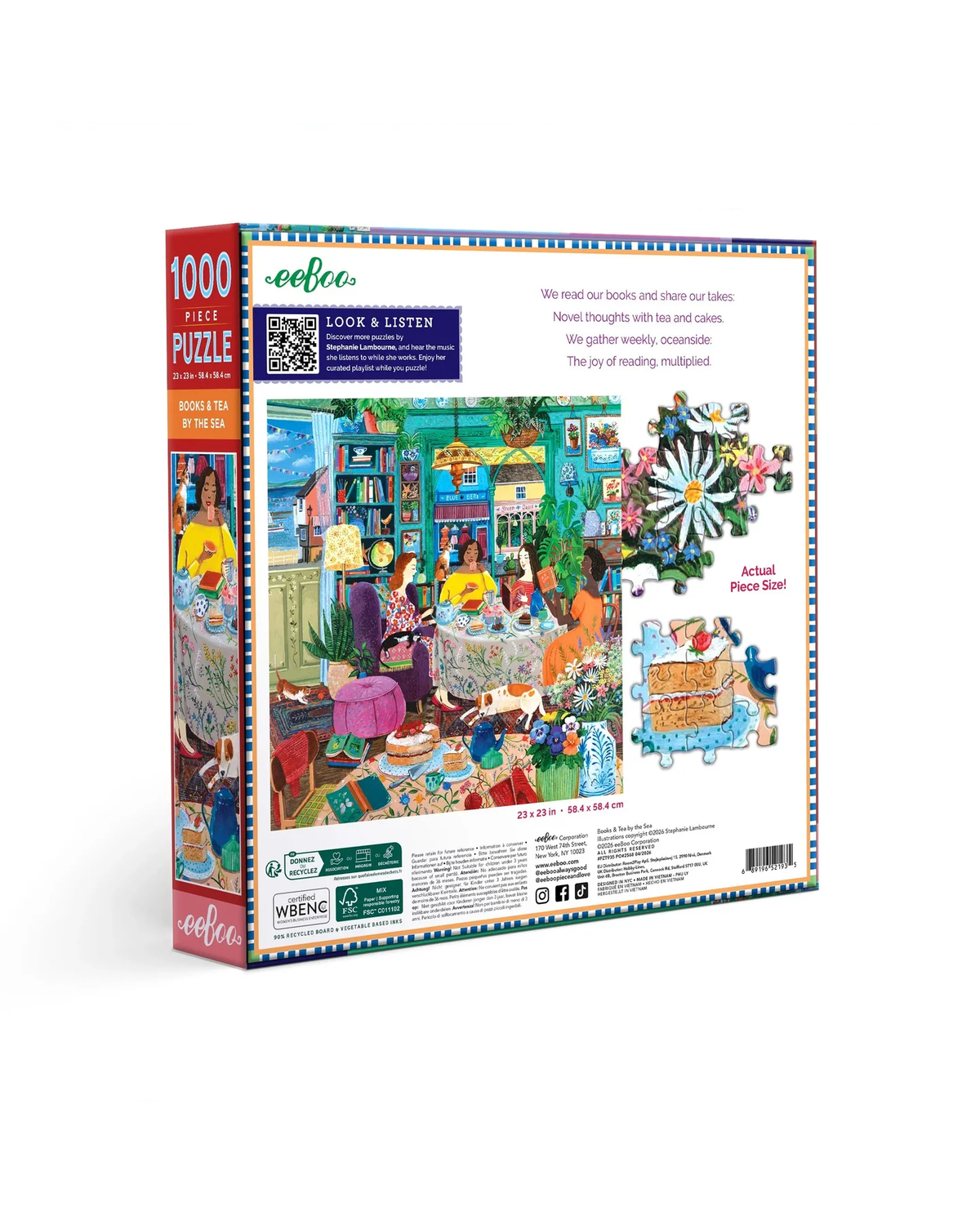 eeBoo Books & Tea By The Sea 1000-Piece Jigsaw Puzzle Adult Jigsaws