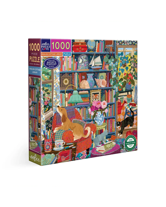 eeBoo English Cottage Library 1000-Piece Jigsaw Puzzle