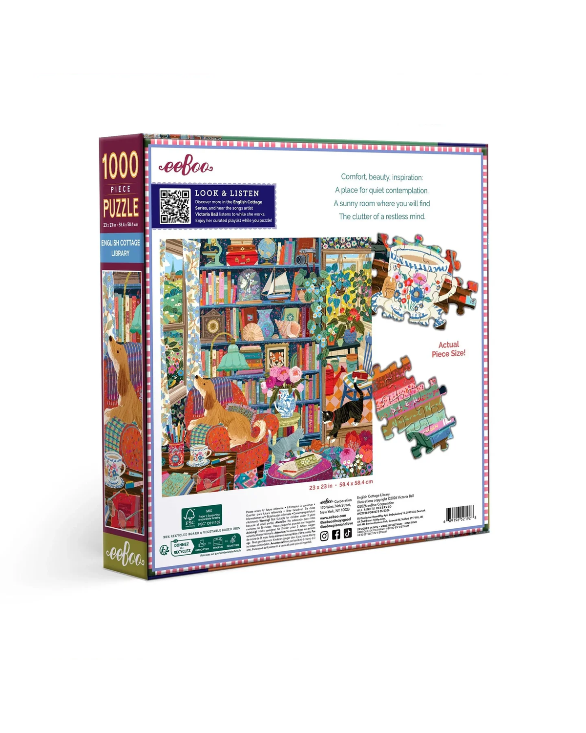 eeBoo English Cottage Library 1000-Piece Jigsaw Puzzle Adult Jigsaws