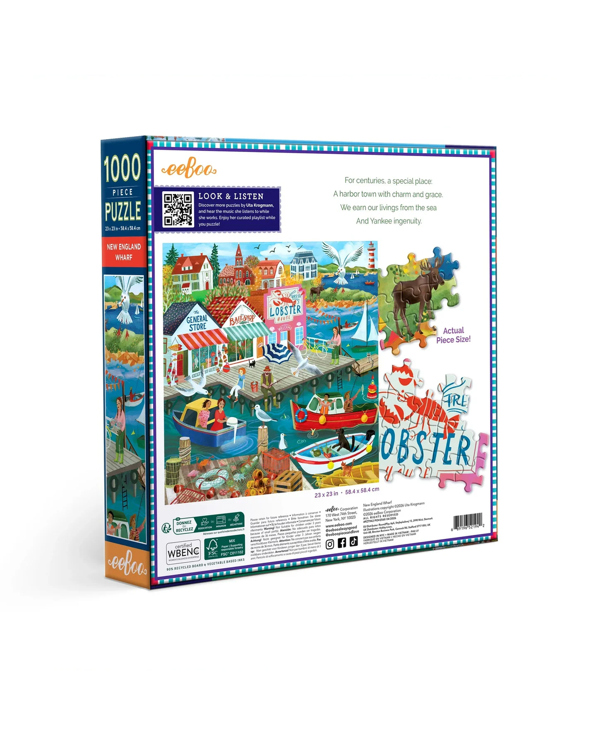eeBoo New England Wharf 1000-Piece Jigsaw Puzzle Adult Jigsaws