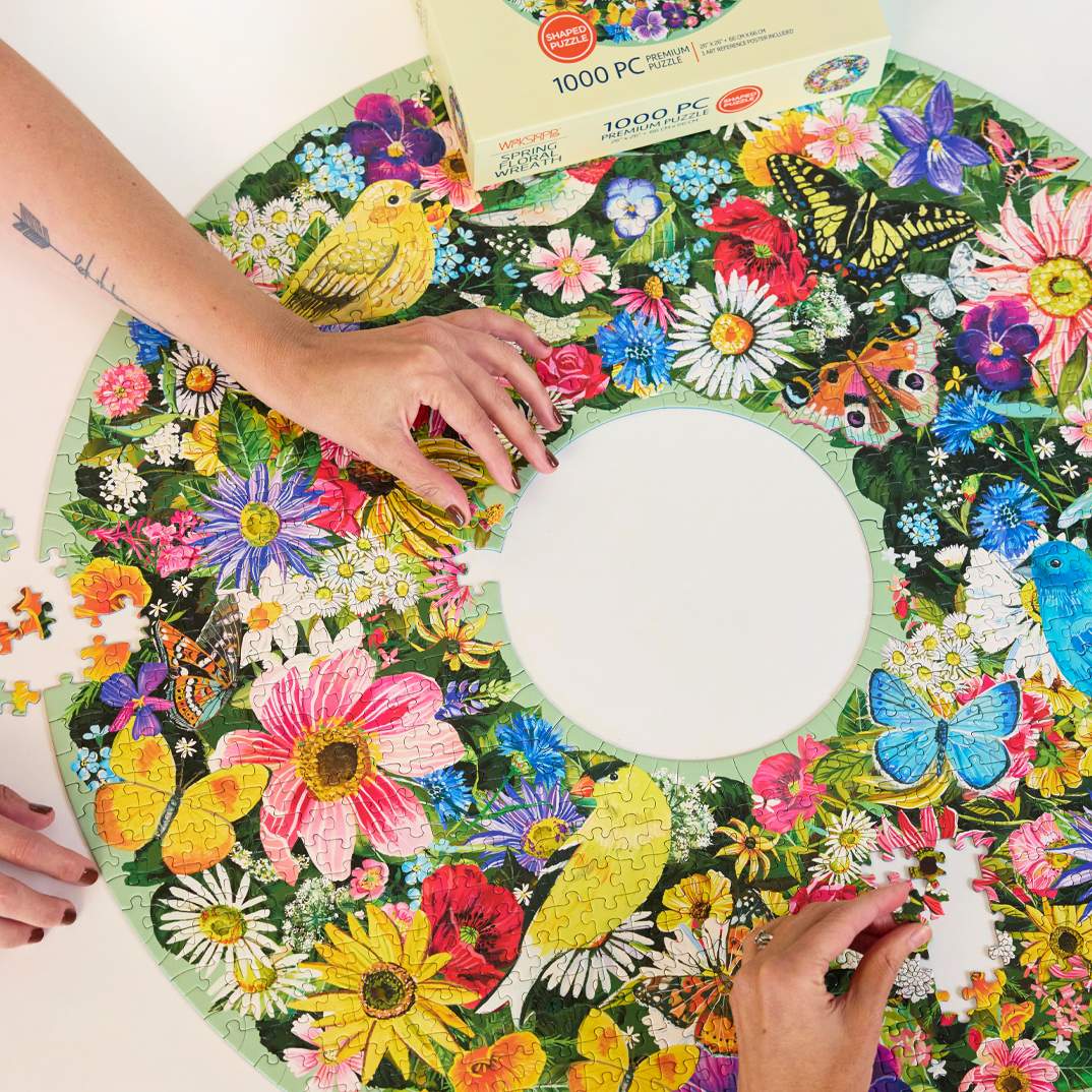 WerkShoppe - Spring Floral Wreath 1000 Pce - Round Ring Puzzle