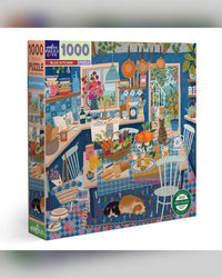 eeBoo 1000pc Puzzle: Blue Kitchen
