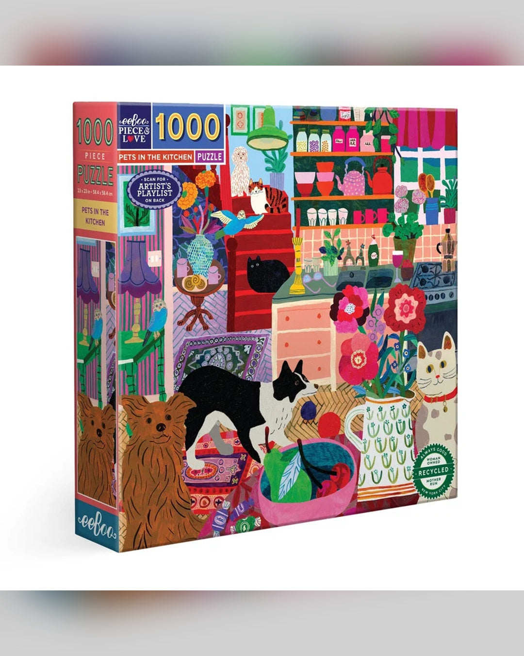 eeBoo 1000pc Puzzle Pets in the Kitchen Square