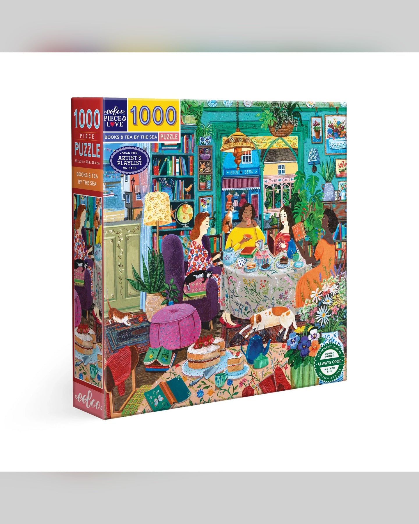 eeBoo Books & Tea By The Sea 1000-Piece Jigsaw Puzzle