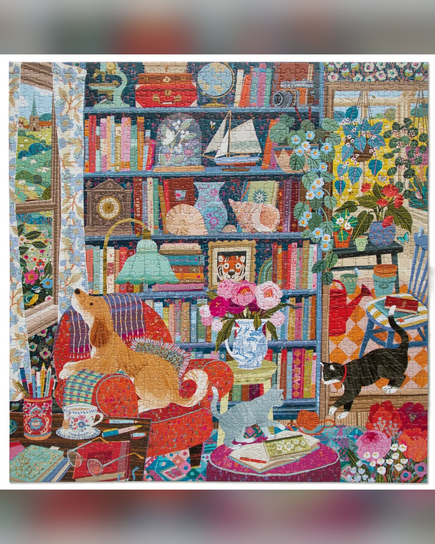 eeBoo English Cottage Library 1000-Piece Jigsaw Puzzle