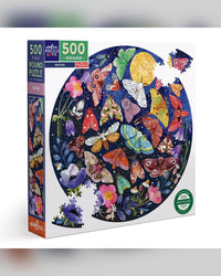 eeBoo Moths 500-Piece Round Jigsaw Puzzle