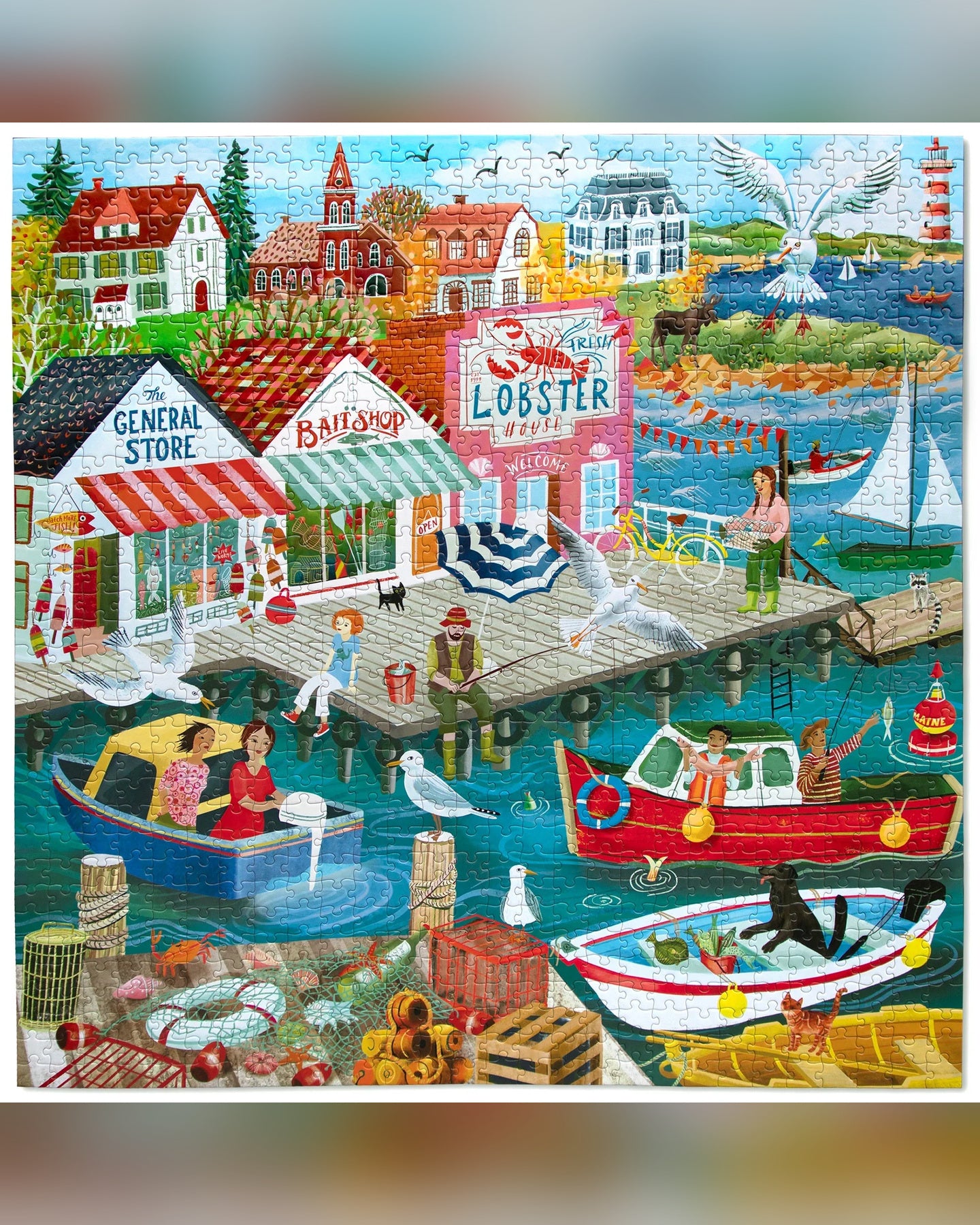 eeBoo New England Wharf 1000-Piece Jigsaw Puzzle