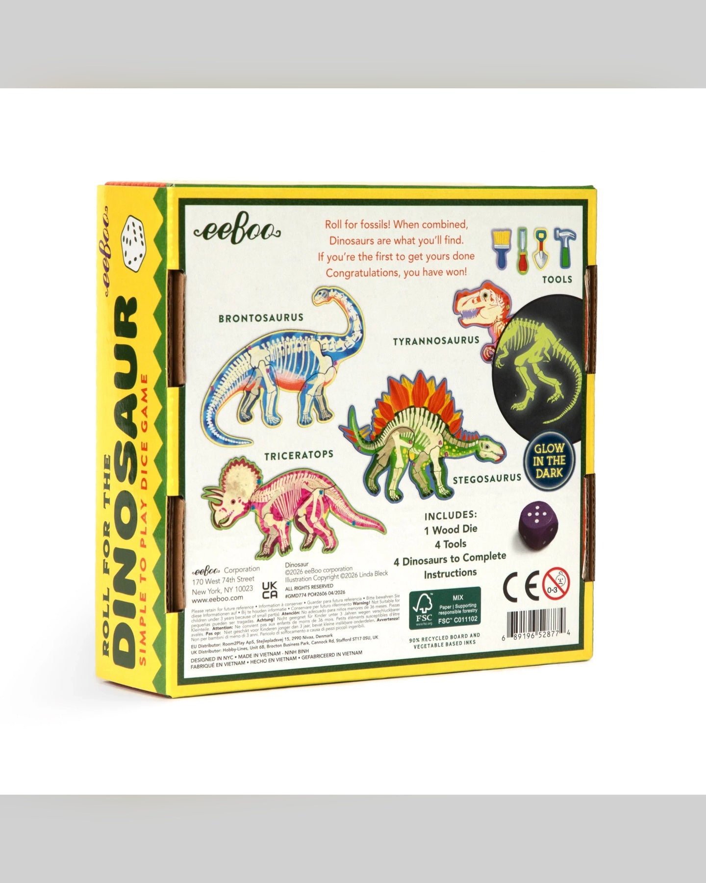 eeBoo Roll for the Dinosaur Dice Game