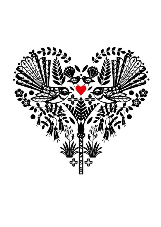 NZ Piwakawaka Heart
