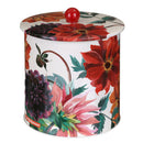 Emma Bridgewater Dahlia biscuit barrel with red orange pink and purple flowers