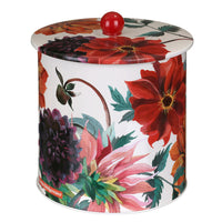 Emma Bridgewater Dahlia biscuit barrel with red orange pink and purple flowers