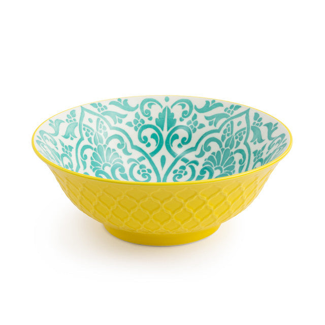 Mikasa 21 cm Ramen Bowl – Yellow & Blue Geometric