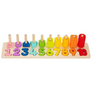 Hi Pando Counting and Shape Stacker with numbers and colourful wooden shapes