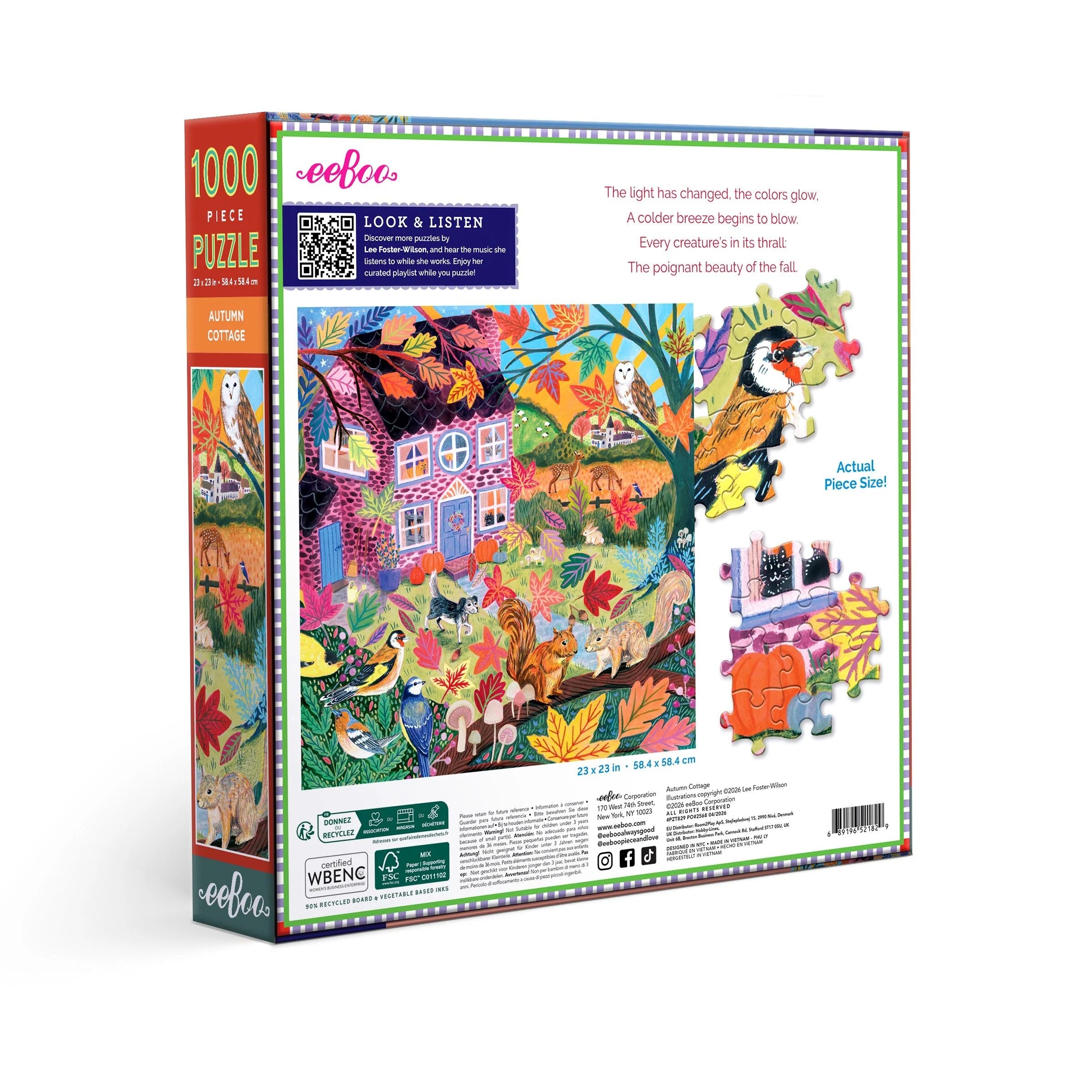 eeBoo Autumn Cottage 1000-Piece Jigsaw Puzzle