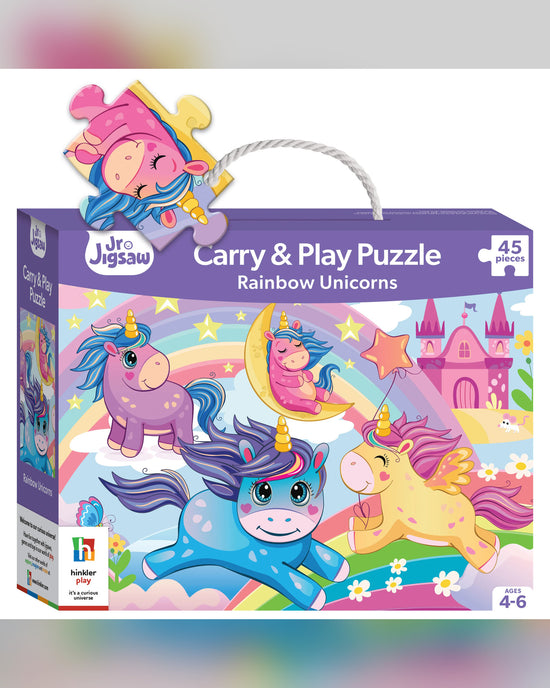Hinkler Junior Jigsaw Carry & Play Rainbow Unicorns 45-Piece Jigsaw Puzzle
