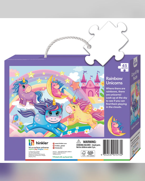 Hinkler Junior Jigsaw Carry & Play Rainbow Unicorns 45-Piece Jigsaw Puzzle