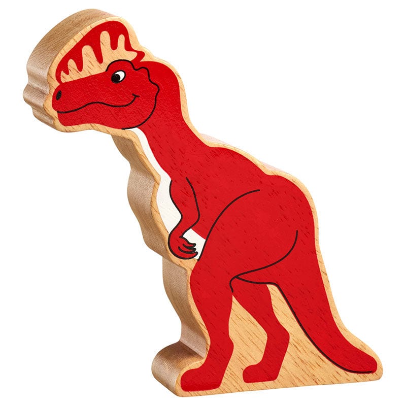 Lanka Kade Red Dilophosaurus Wooden Dinosaur Figure