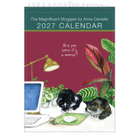 Magnificent Moggies 2027 calendar cover with two cats watching a computer mouse
