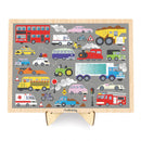 Vehicles on the Move 100 Piece Wood Puzzle + Display