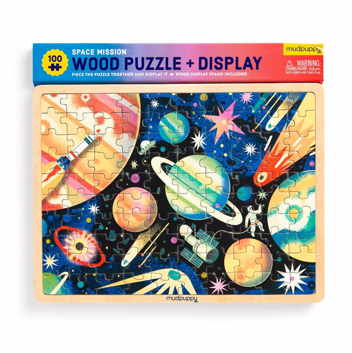 Space Mission 100 Piece Wood Puzzle + Display