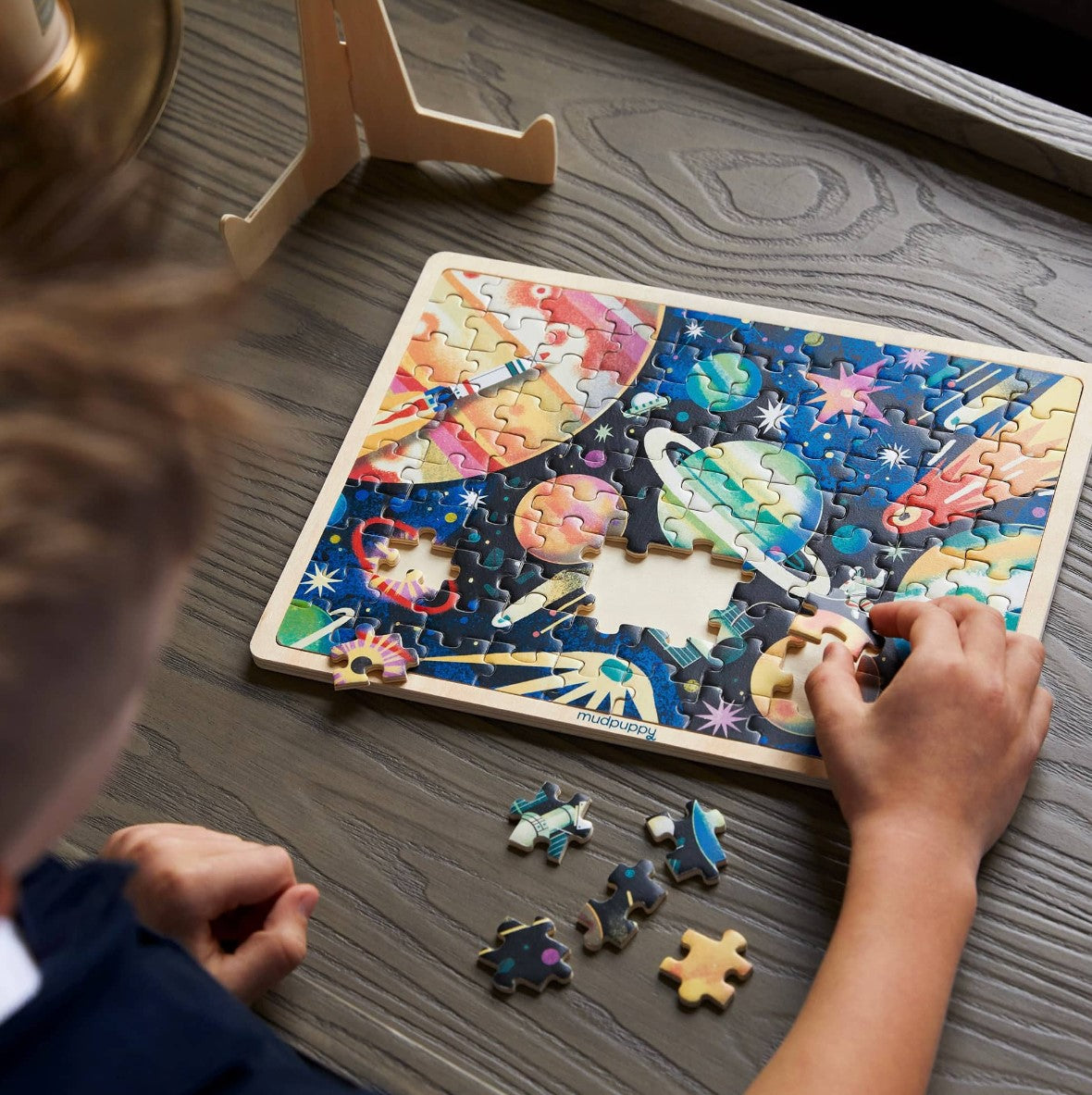 Space Mission 100 Piece Wood Puzzle + Display