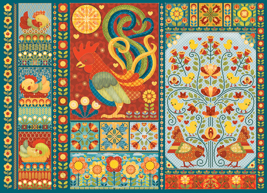 Scandi Chicken Quilt - 1000pc