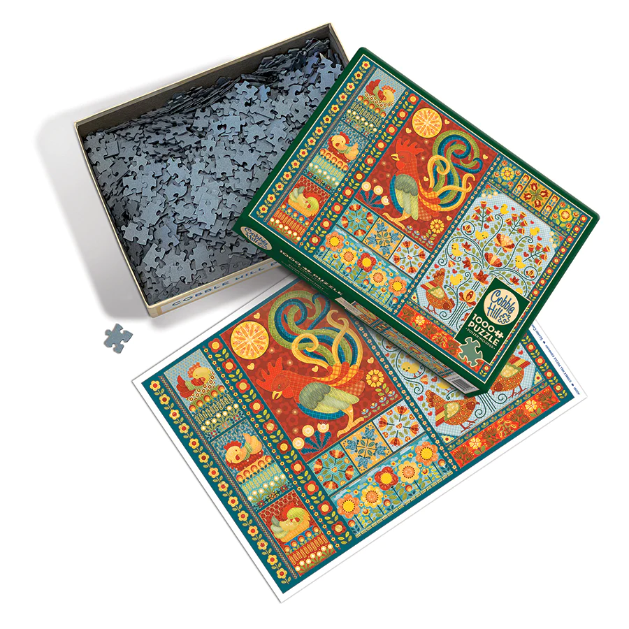 Scandi Chicken Quilt, 1000pc Puzzle, Compact
