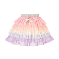 Souza Carlotta rainbow tulle skirt with pastel layers and star ties