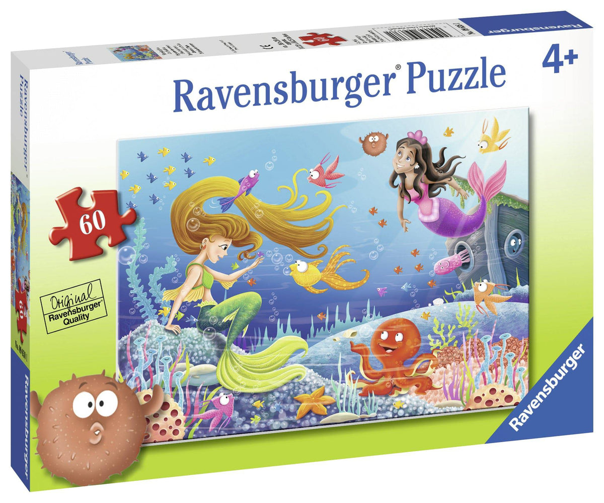 Ravensburger Mermaid Tales 60-piece puzzle box with mermaids, fish and coral reef