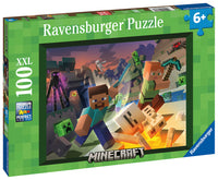 Ravensburger Monster Minecraft 100-piece puzzle box with Steve, Alex and Minecraft mobs