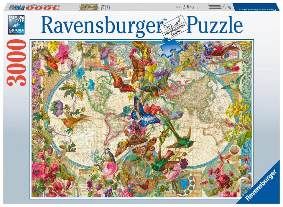 Ravensburger Flora & Fauna World Map 3,000-piece jigsaw puzzle box